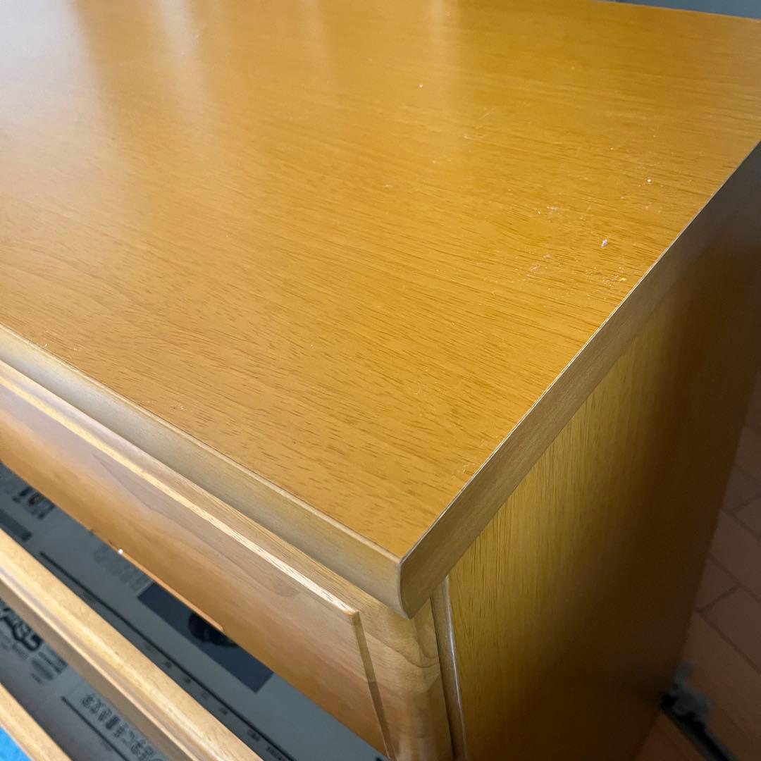 【引き取り限定】幅150cm 天然木 ローチェスト ナチュラル タンス