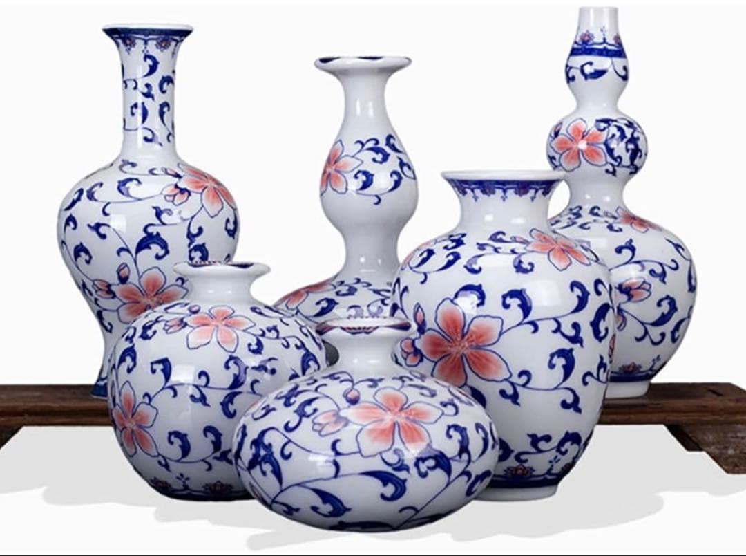 【景徳鎮】現地購入品 乾隆御製 青と白の磁器 花瓶