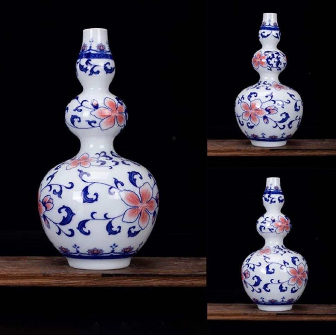 【景徳鎮】現地購入品 乾隆御製 青と白の磁器 花瓶
