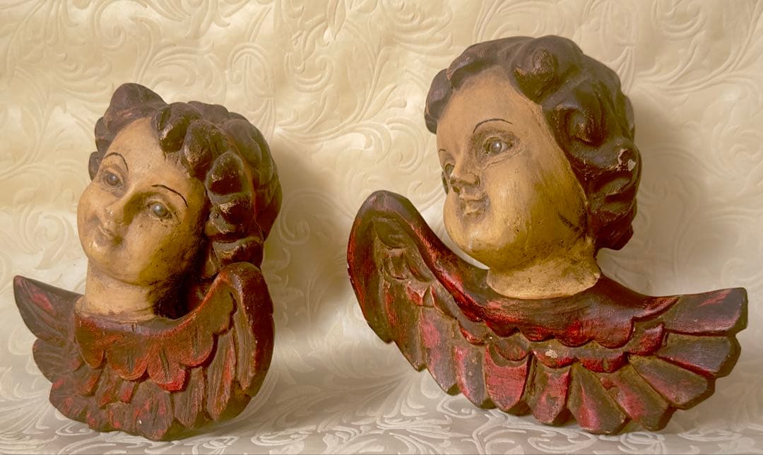 天使セラフィムとケルビムの彫刻 2体セット