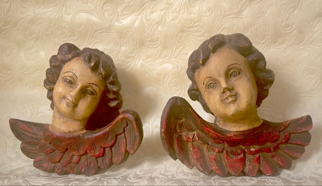 天使セラフィムとケルビムの彫刻 2体セット