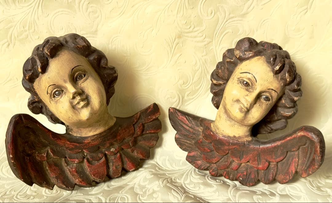 天使セラフィムとケルビムの彫刻 2体セット