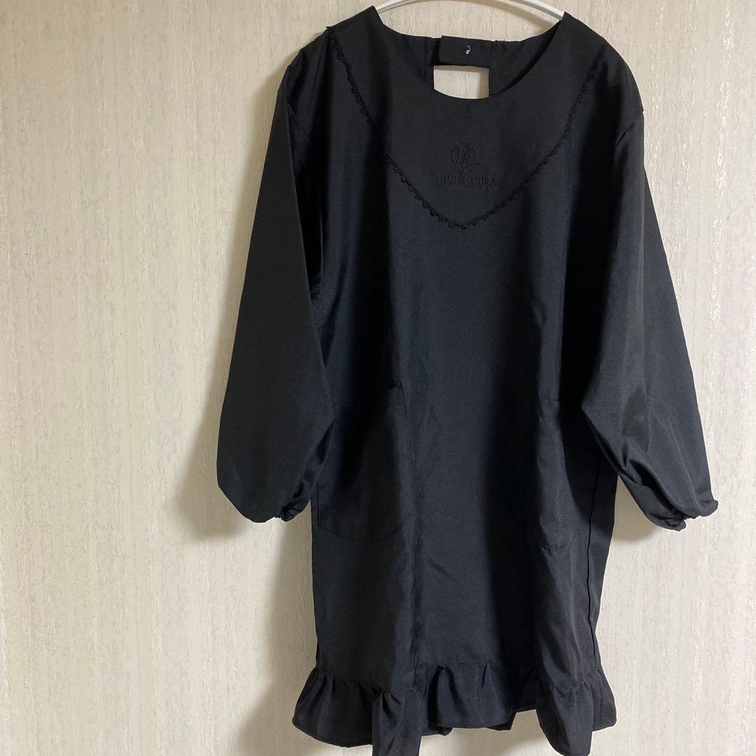 未使用新品　桂由美　YUMI KATSURA 割烹着 長袖エプロン　黒　 M