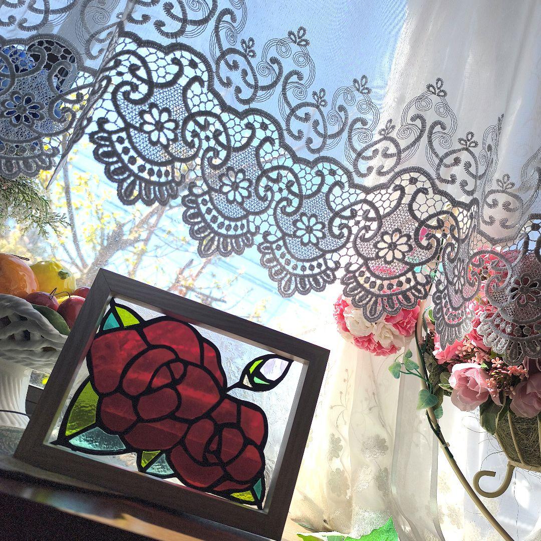 カフェカーテン【ナオちゃん様　マクラメ刺繍トルコレース　トリムデザイン】