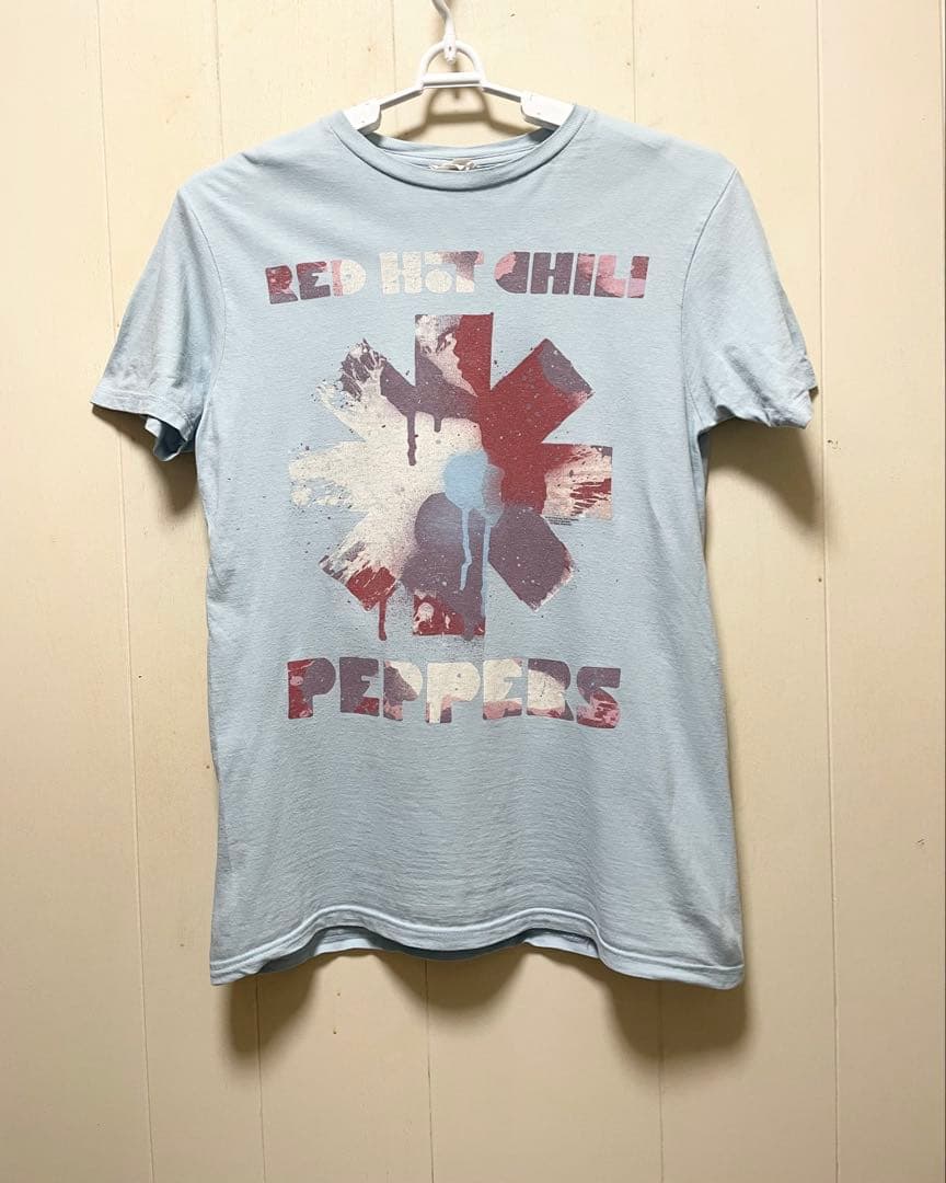 レッドホットチリペッパーズ レッチリ 古着 TシャツM水色　バンドTロックT