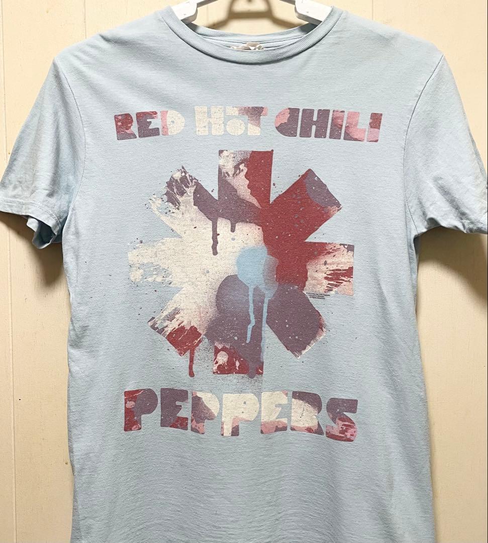 レッドホットチリペッパーズ レッチリ 古着 TシャツM水色　バンドTロックT