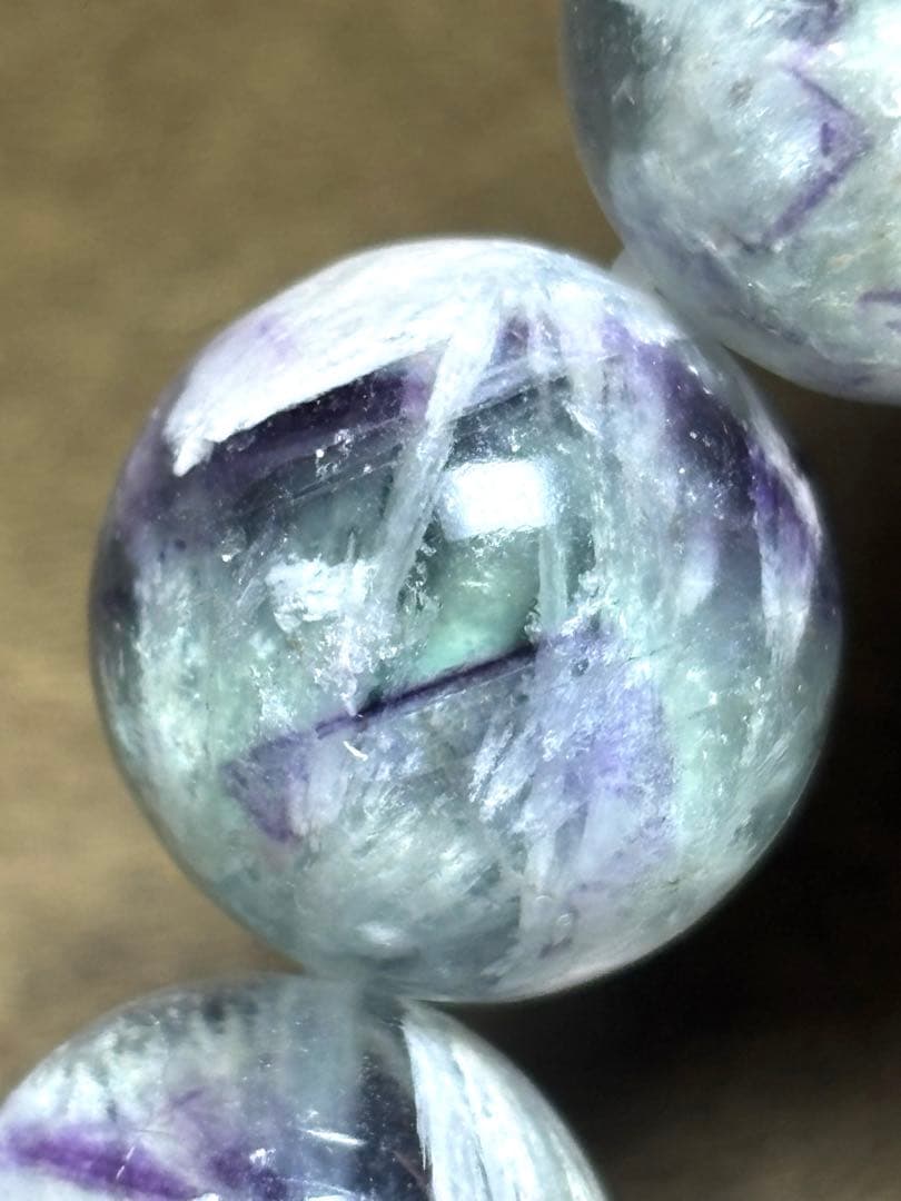 【極上】エンジェルフェザーフローライト大玉ブレスレット約14.6㎜（新品未使用）