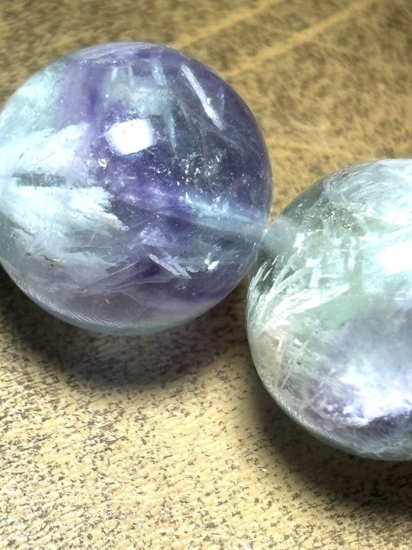 【極上】エンジェルフェザーフローライト大玉ブレスレット約14.6㎜（新品未使用）