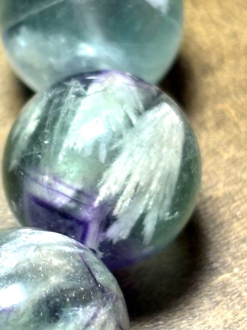 【極上】エンジェルフェザーフローライト大玉ブレスレット約14.6㎜（新品未使用）