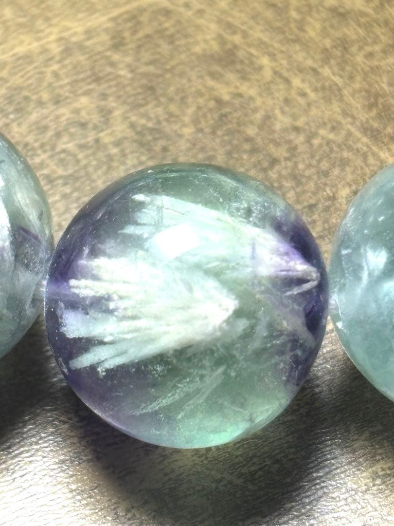 【極上】エンジェルフェザーフローライト大玉ブレスレット約14.6㎜（新品未使用）