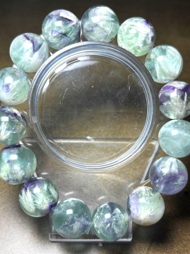 【極上】エンジェルフェザーフローライト大玉ブレスレット約14.6㎜（新品未使用）