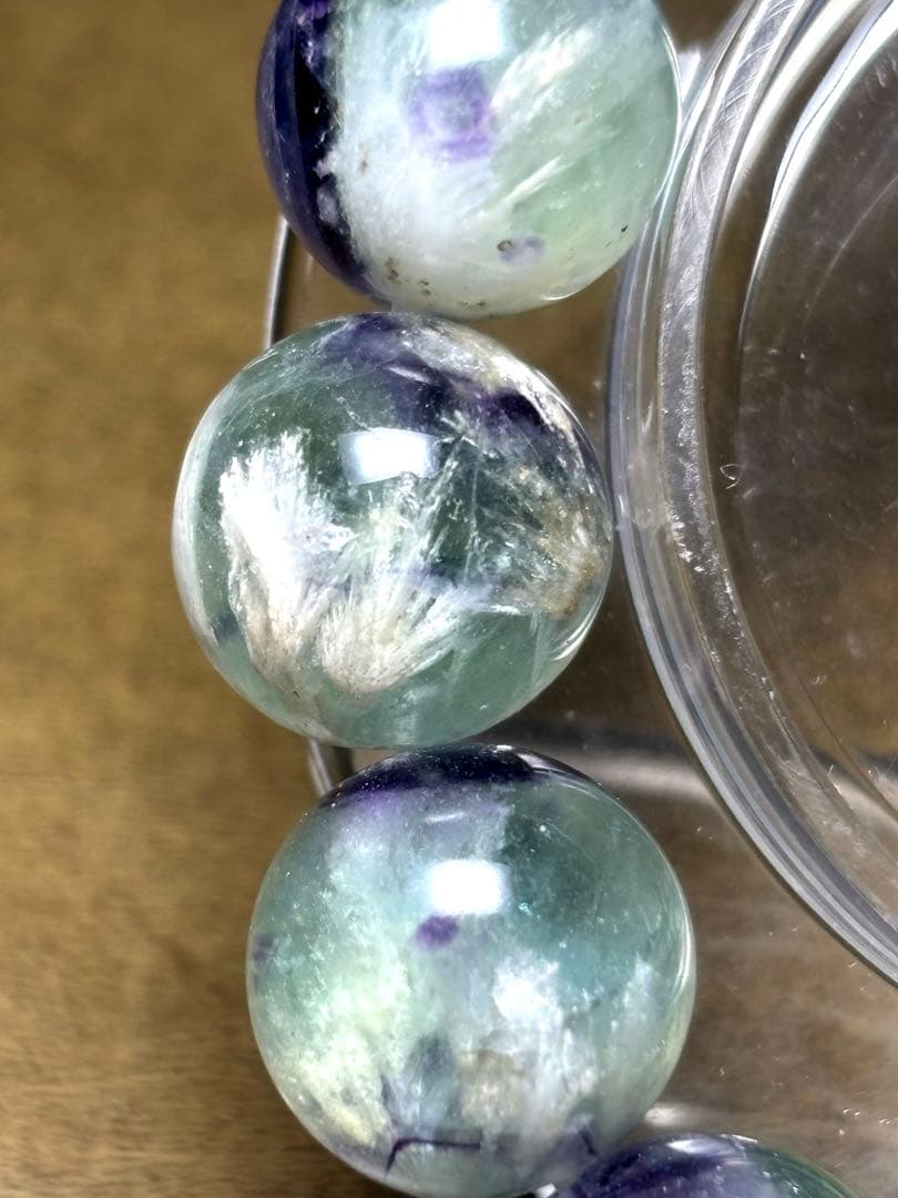 【極上】エンジェルフェザーフローライト大玉ブレスレット約14.6㎜（新品未使用）