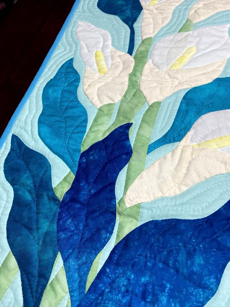 ハワイアンキルトタペストリー　カラー　クールビューティー