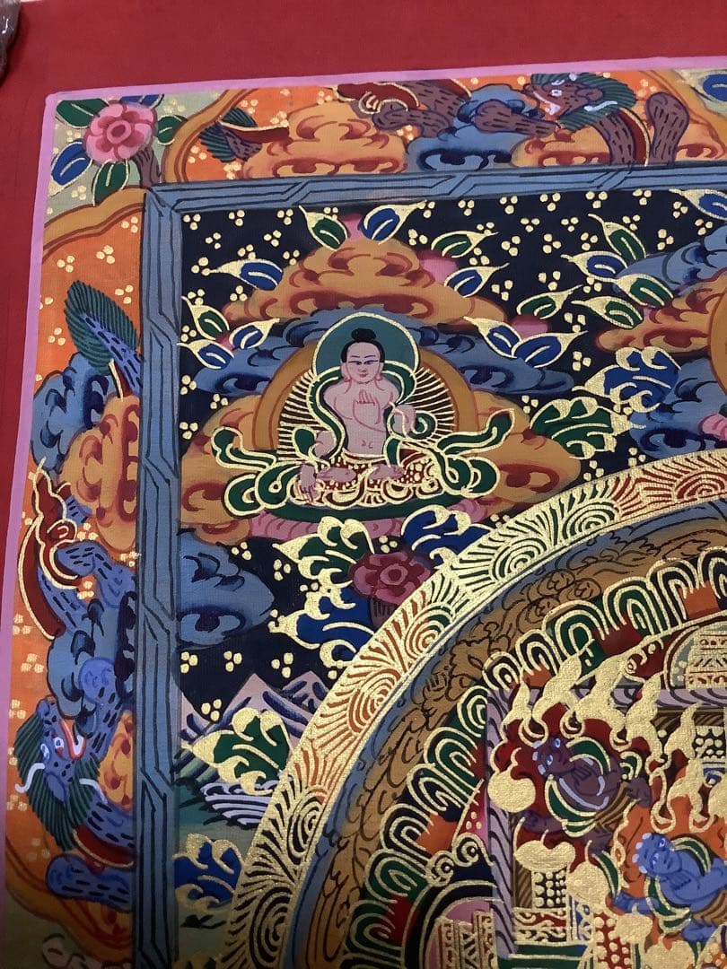 《 チベット密教　新品　1点物 》 手描き　曼荼羅　仏陀　釈迦　仏画　仏教　e4