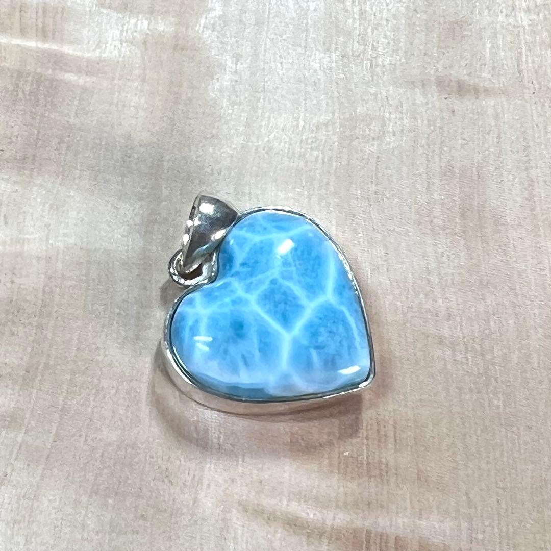 高品質　ラリマー　ハートペンダント　ネックレス　silver925 3-33