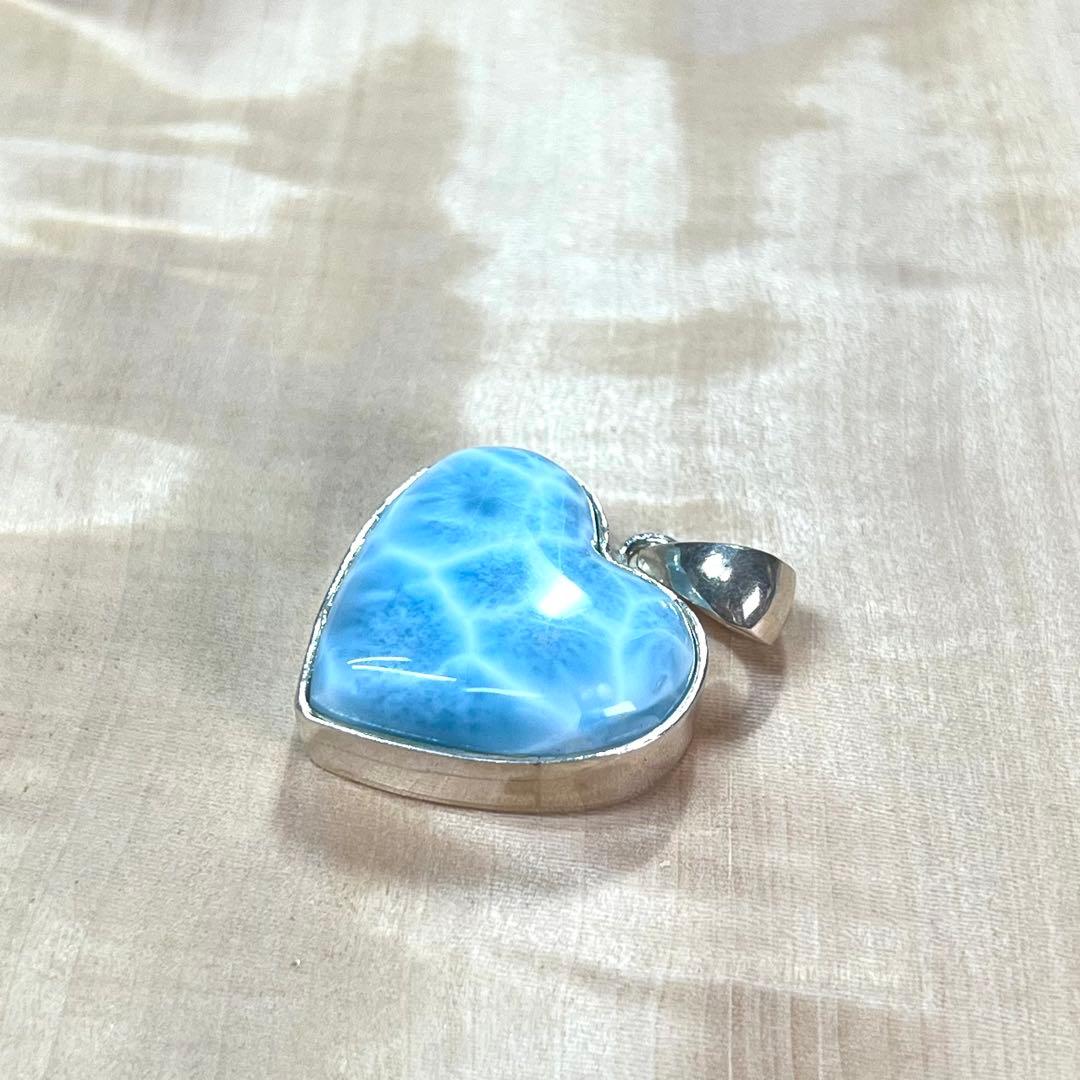 高品質　ラリマー　ハートペンダント　ネックレス　silver925 3-33