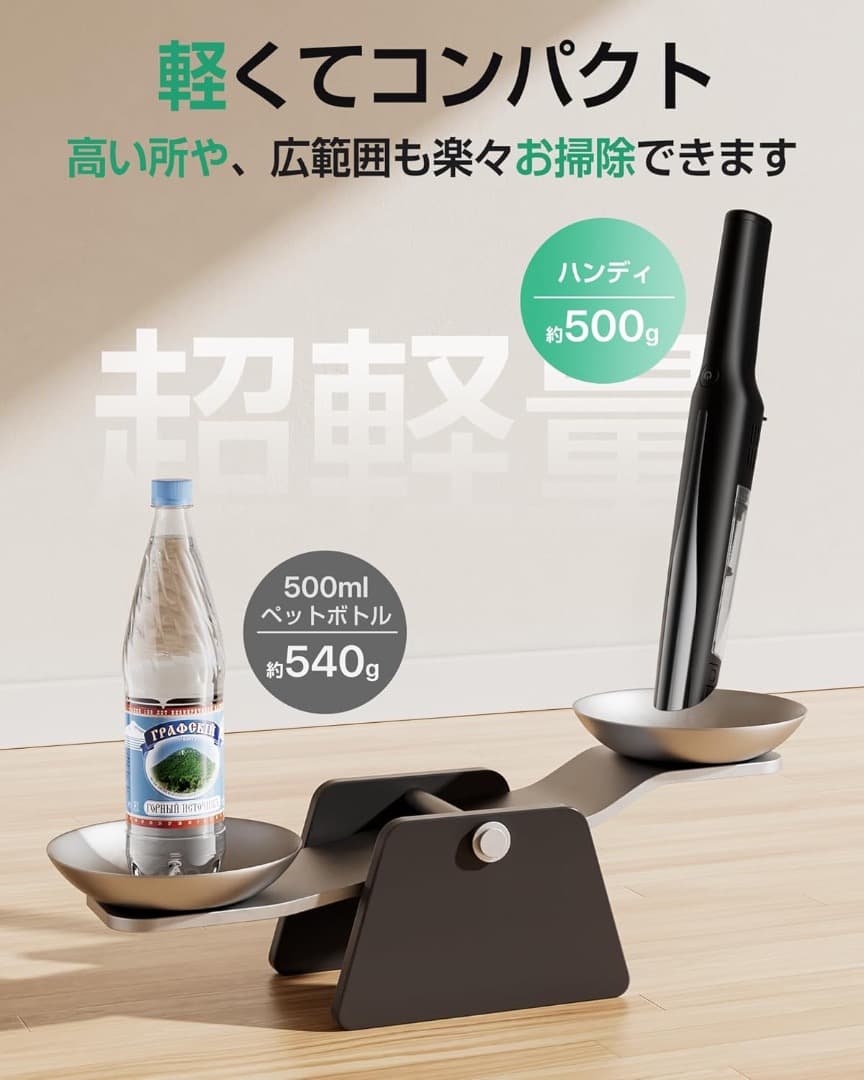 ✨人気✨コードレス掃除機 45KPa強力吸引 0.5kg軽量2WAY スタンド付