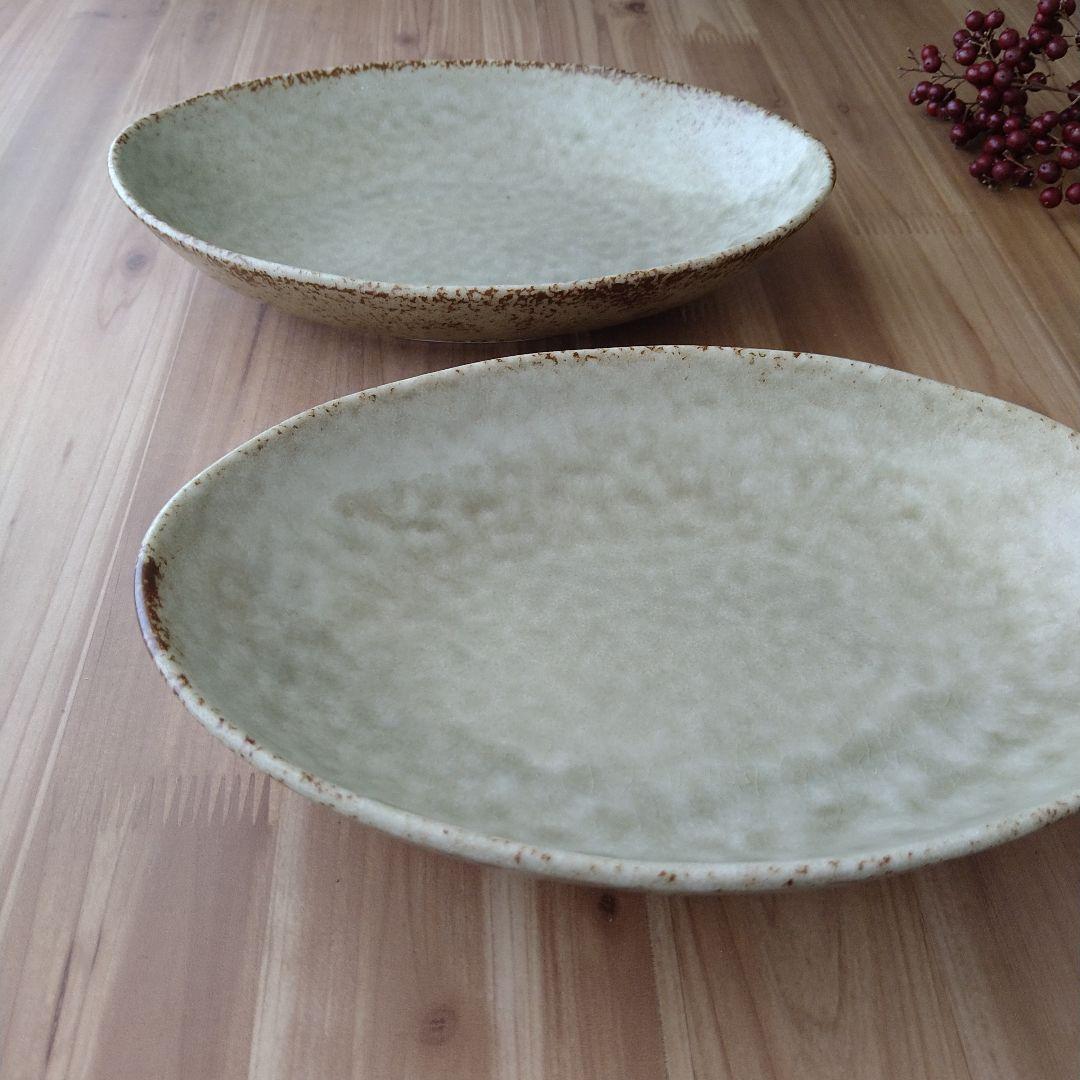 リム十草深皿２枚・オーバル深皿 セージグリーン２枚・線筋角皿４枚