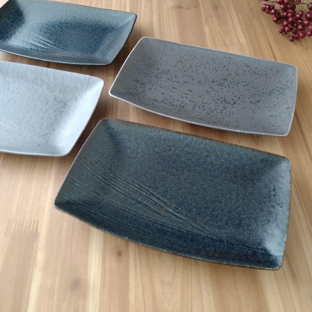 リム十草深皿２枚・オーバル深皿 セージグリーン２枚・線筋角皿４枚