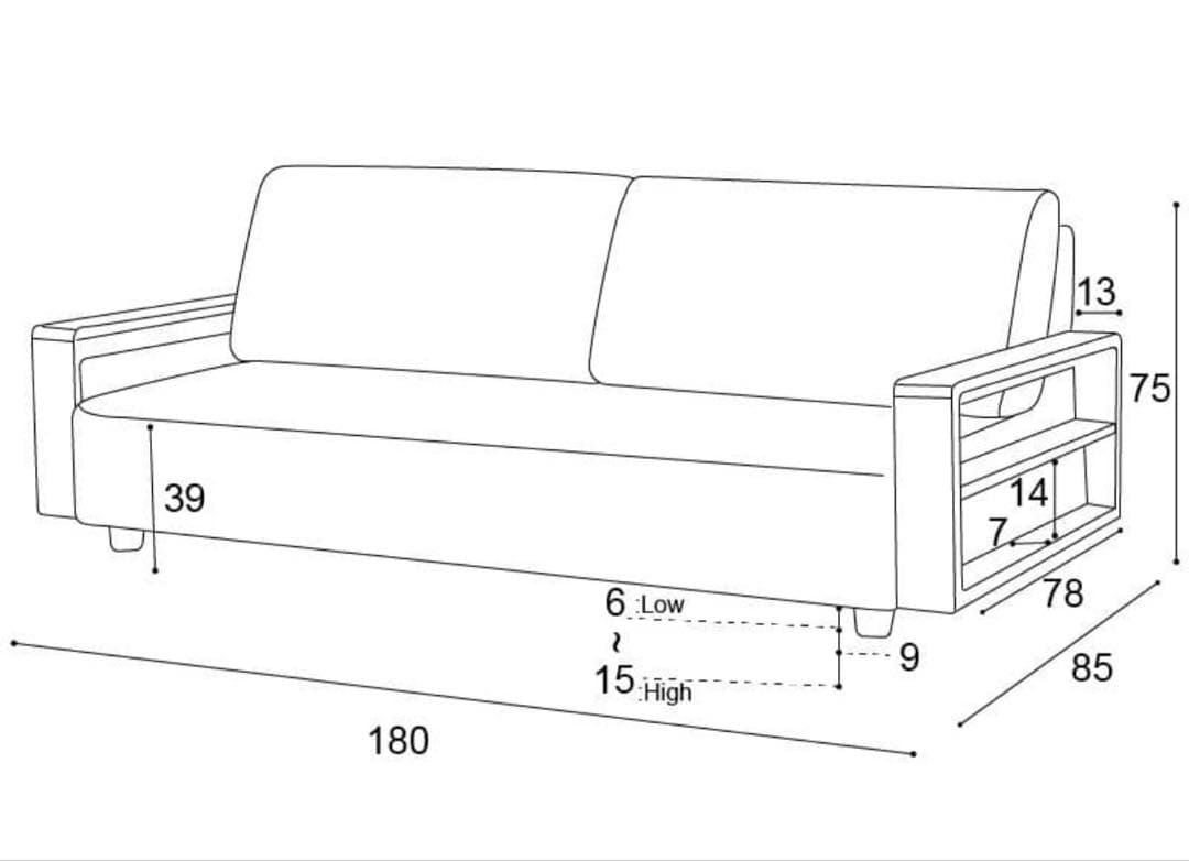 ニコール 3Pソファ 3人掛け ウォールナット