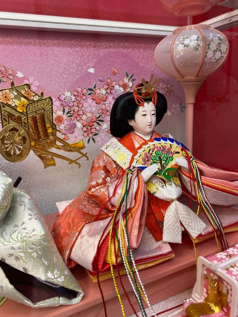 東京久月　雛人形　ガラスケース入り親王飾り・間口約４９×奥行約３１×高さ約３４㎝