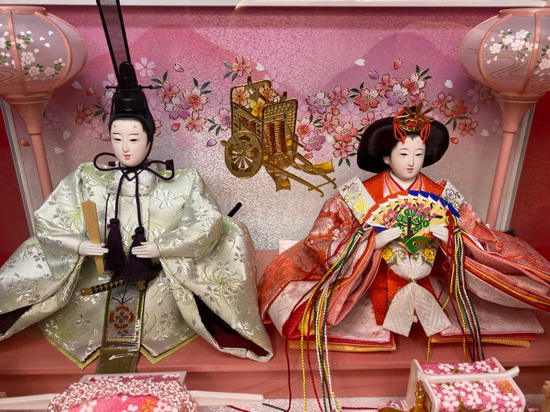 東京久月　雛人形　ガラスケース入り親王飾り・間口約４９×奥行約３１×高さ約３４㎝