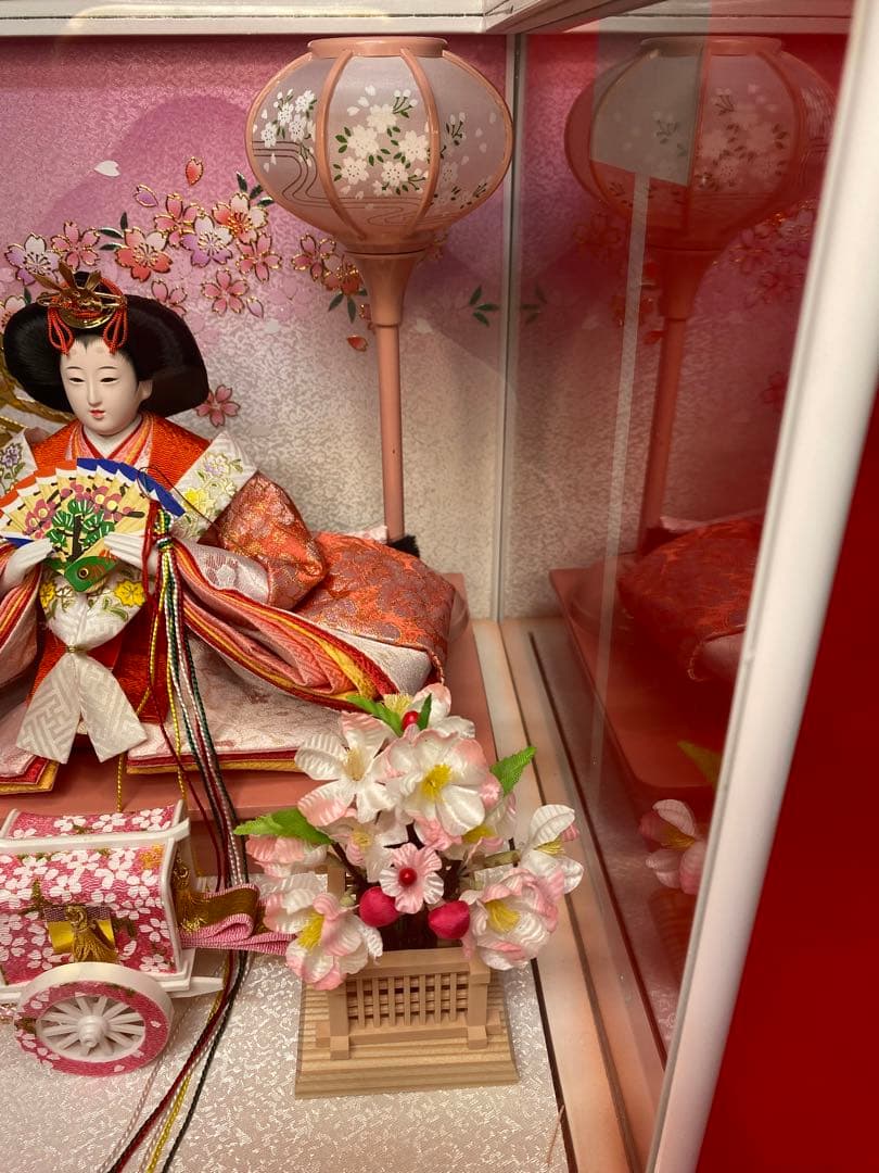 東京久月　雛人形　ガラスケース入り親王飾り・間口約４９×奥行約３１×高さ約３４㎝