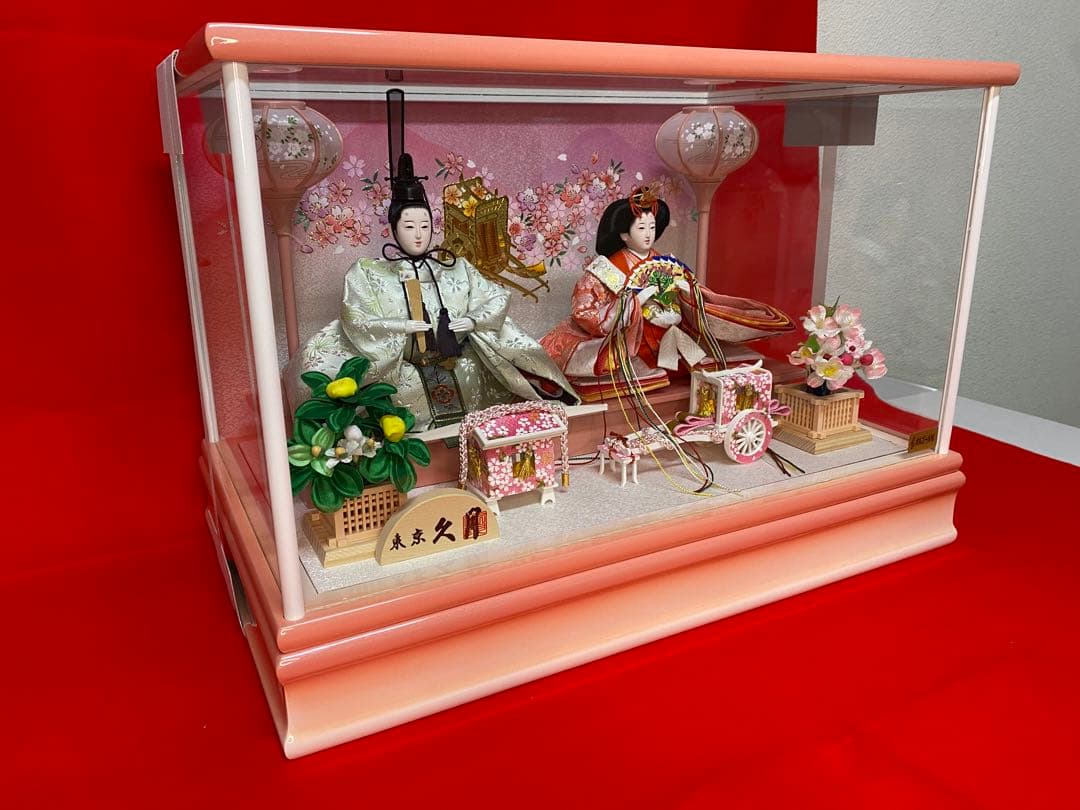 東京久月　雛人形　ガラスケース入り親王飾り・間口約４９×奥行約３１×高さ約３４㎝