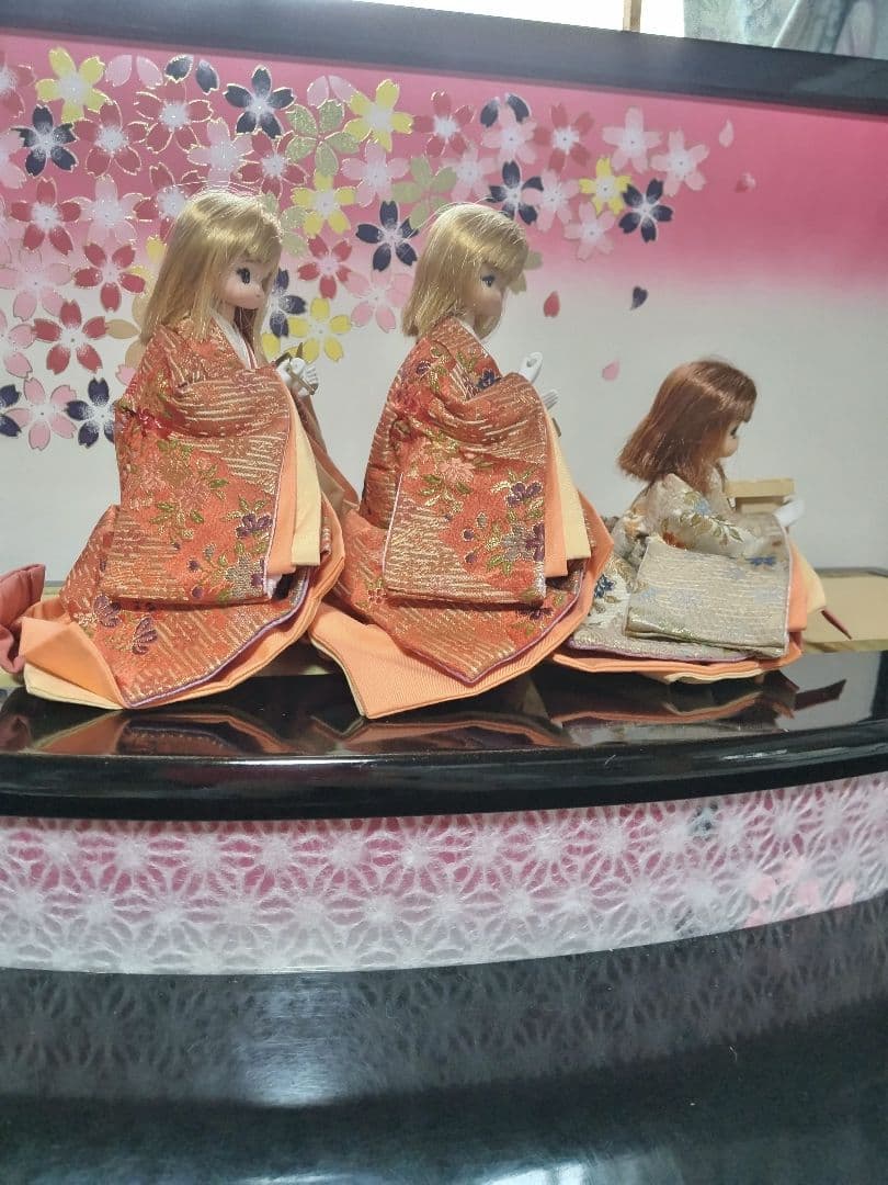 リカちゃん　雛人形 ③ 親王と三人官女（リメイク品）