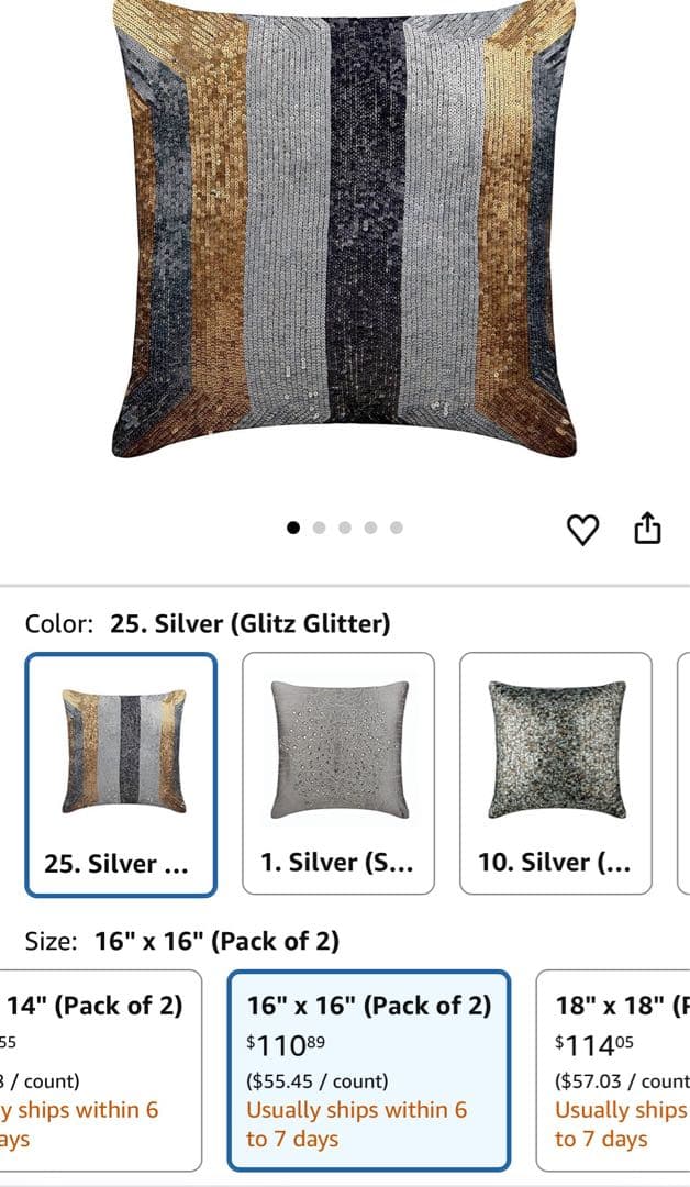 The Centric クッションカバー　シルクスパンコール　2枚セット