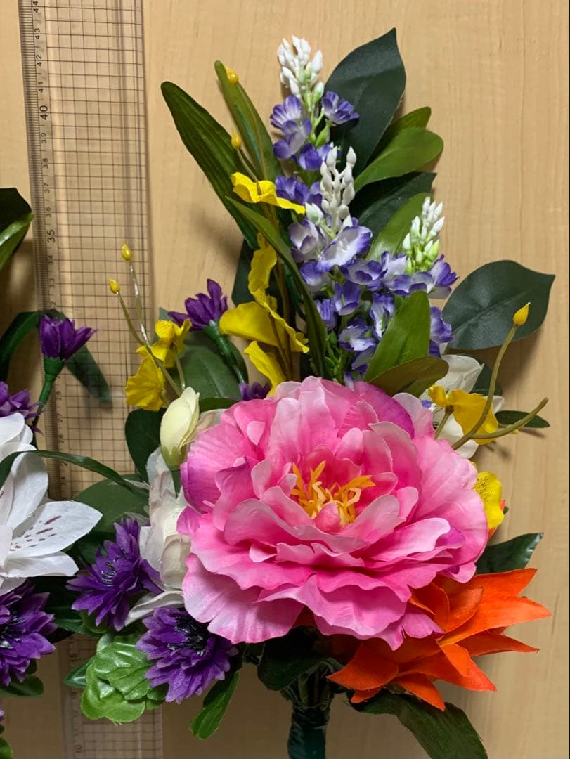 B 127z 仏花アレンジ一対　お墓花　お供え花　造花