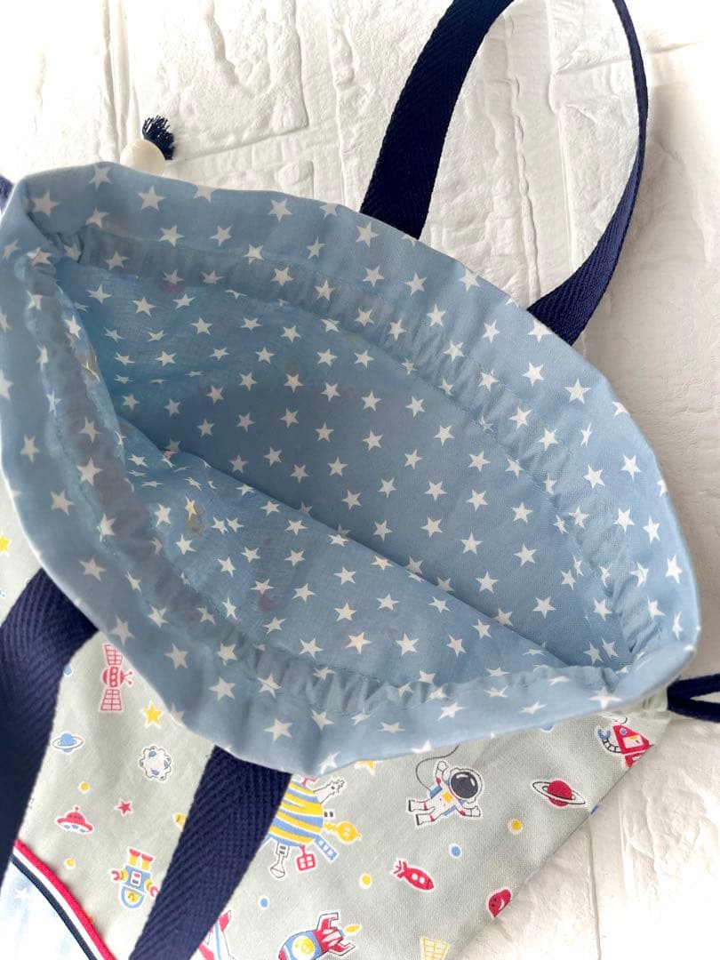 くすみカラーが人気⭐︎レッスンバッグ3点set 入園・入学　【宇宙　星】