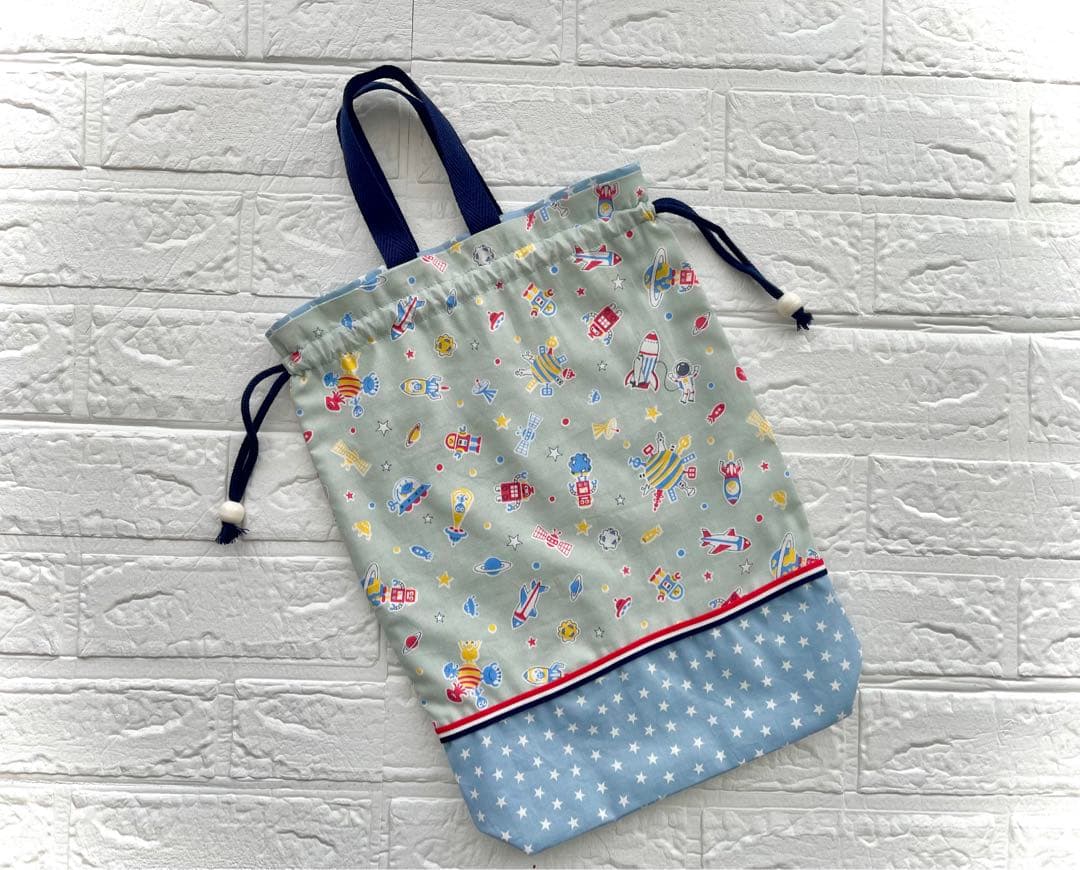 くすみカラーが人気⭐︎レッスンバッグ3点set 入園・入学　【宇宙　星】