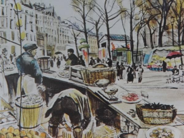 藤田嗣治、テルヌ広場、レゾネより、新品高級額装付、状態良好