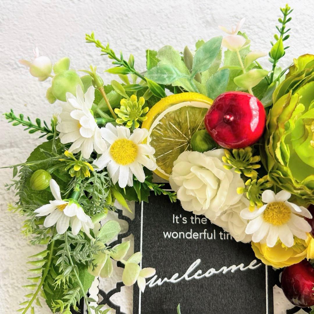 237.ウェルカムボード　フルーツアレンジ　玄関飾り　フラワーリース