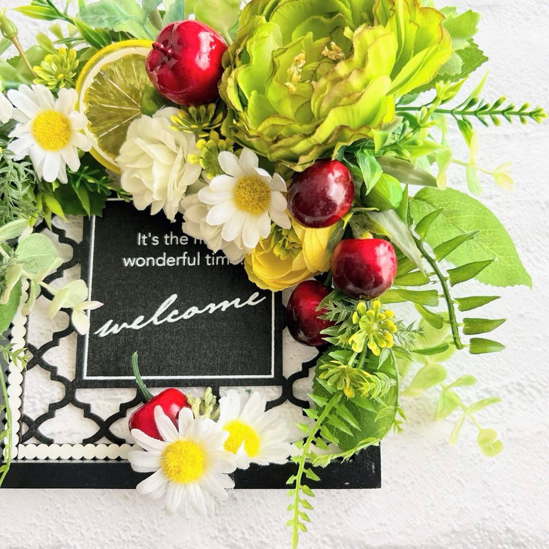 237.ウェルカムボード　フルーツアレンジ　玄関飾り　フラワーリース
