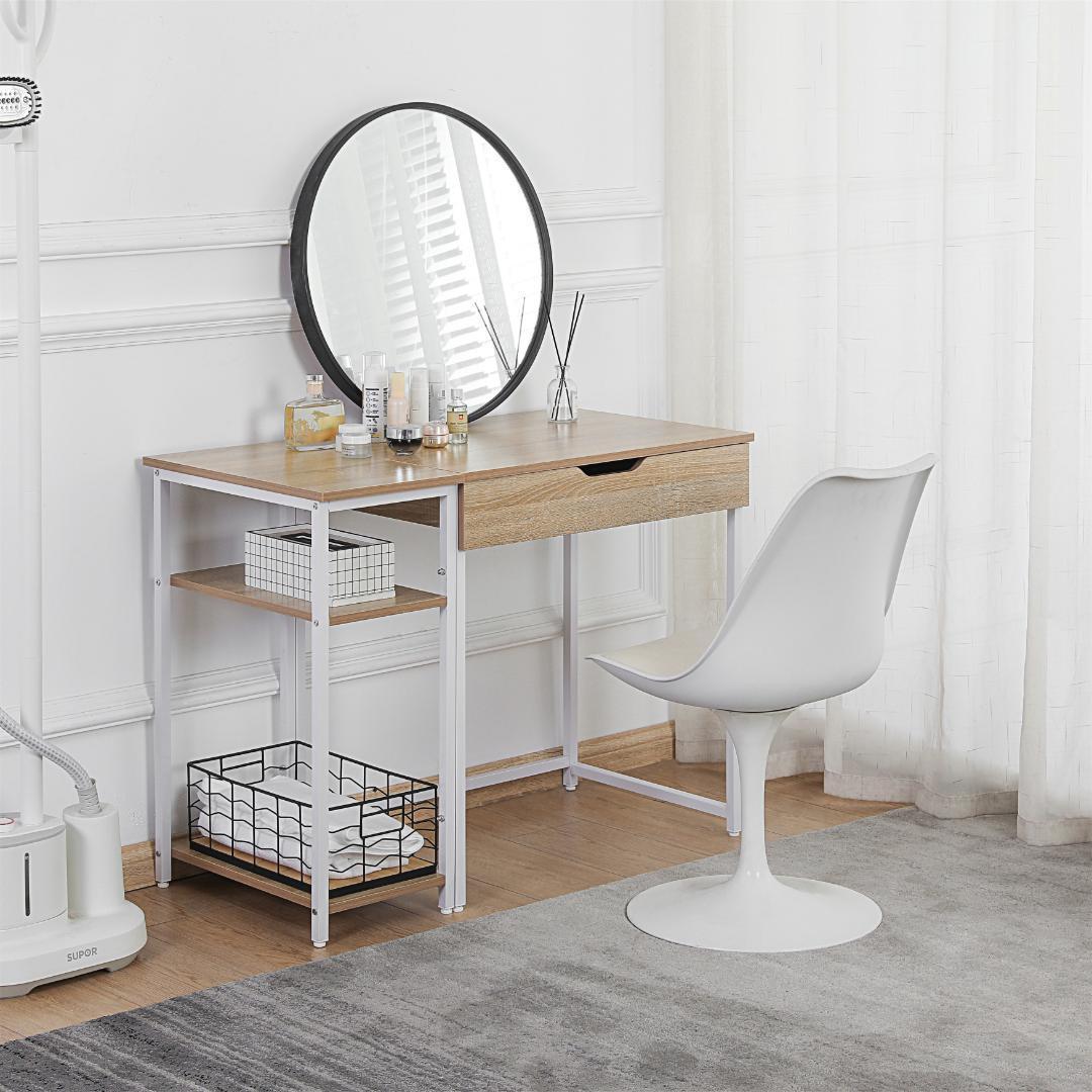 【人気商品ナチュラル】パソコンデスク引き出し付き収納ラック付き木製書斎机学習机