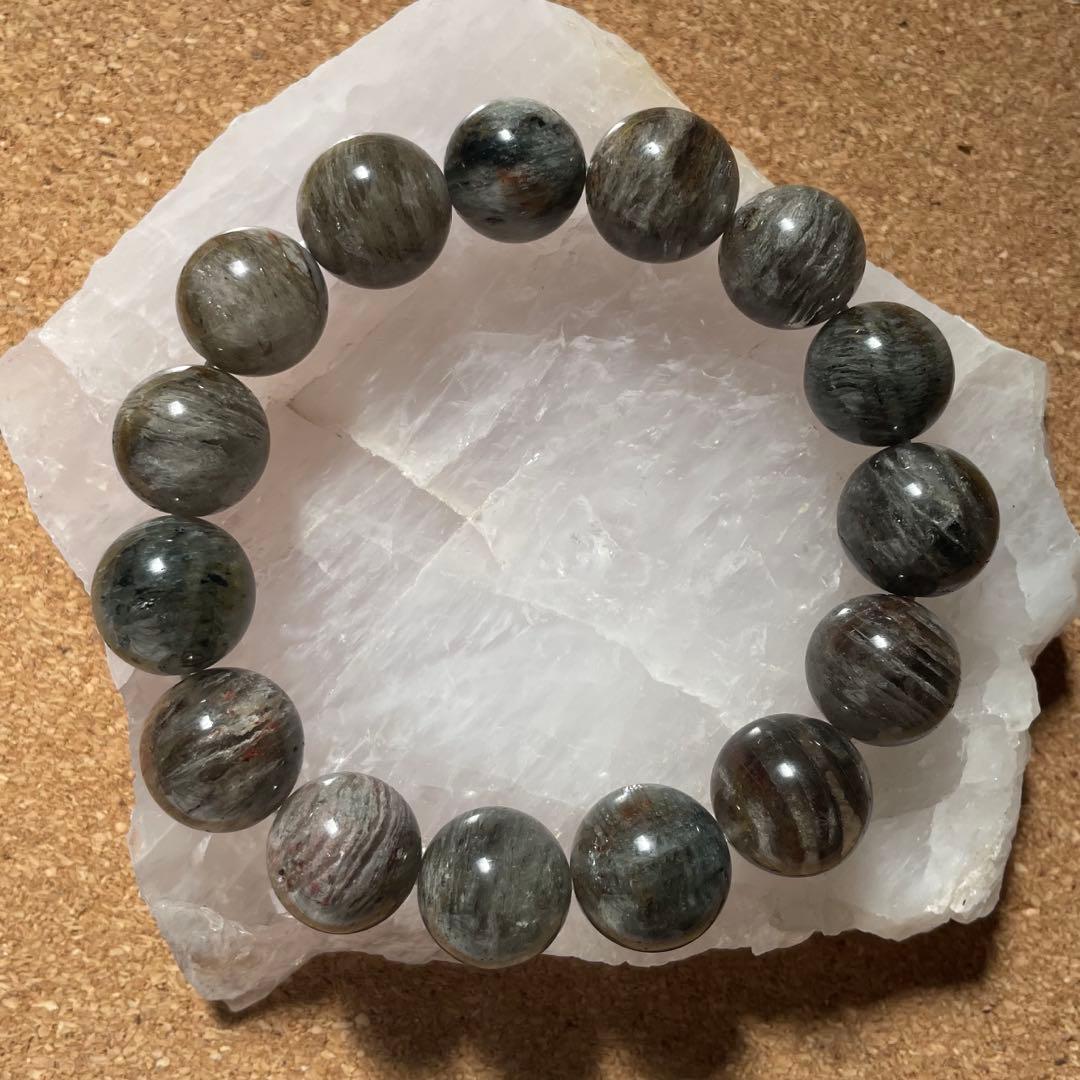 【大玉】グリーンファントムクォーツ 天然石 ブレスレット 約13㎜ 約16.5㎝