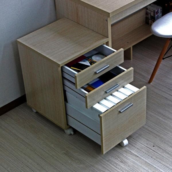 《新品・送料無料》110cm幅 システムデスク3点セット　オーク