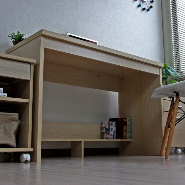 《新品・送料無料》110cm幅 システムデスク3点セット　オーク