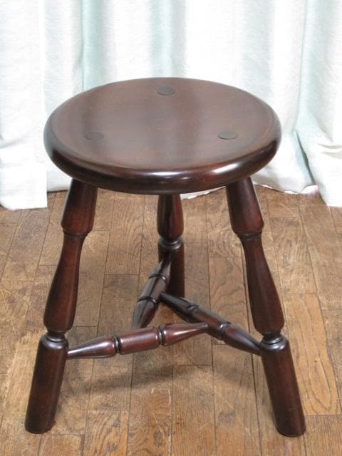 松本民芸家具 ミズメザクラ 無垢材 三脚スツール b/丸椅子/丸イス/チェア