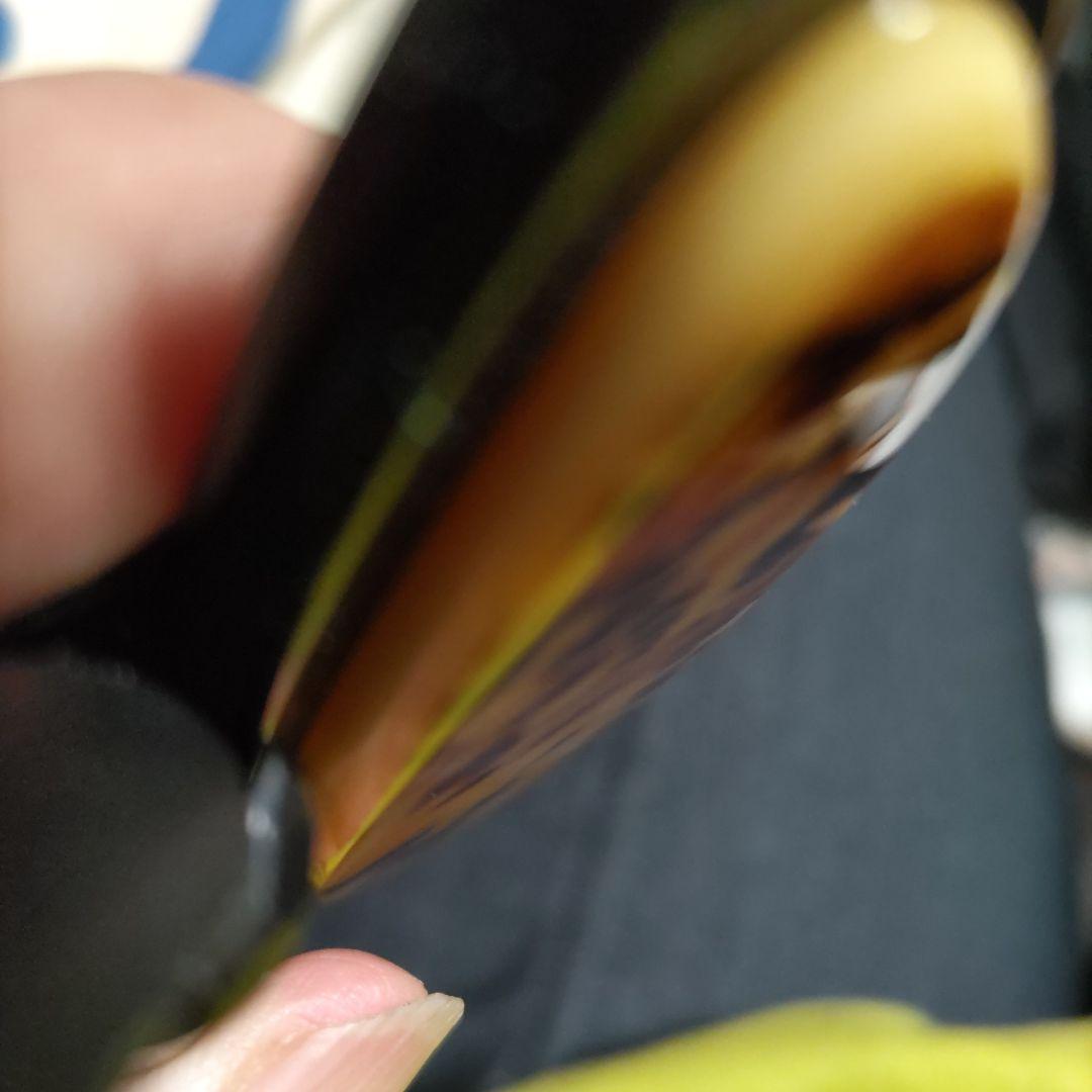 値下《鼈甲風、作家物ネックレス》（手作)美品、セルロイド樹脂台、黒合皮紐1002