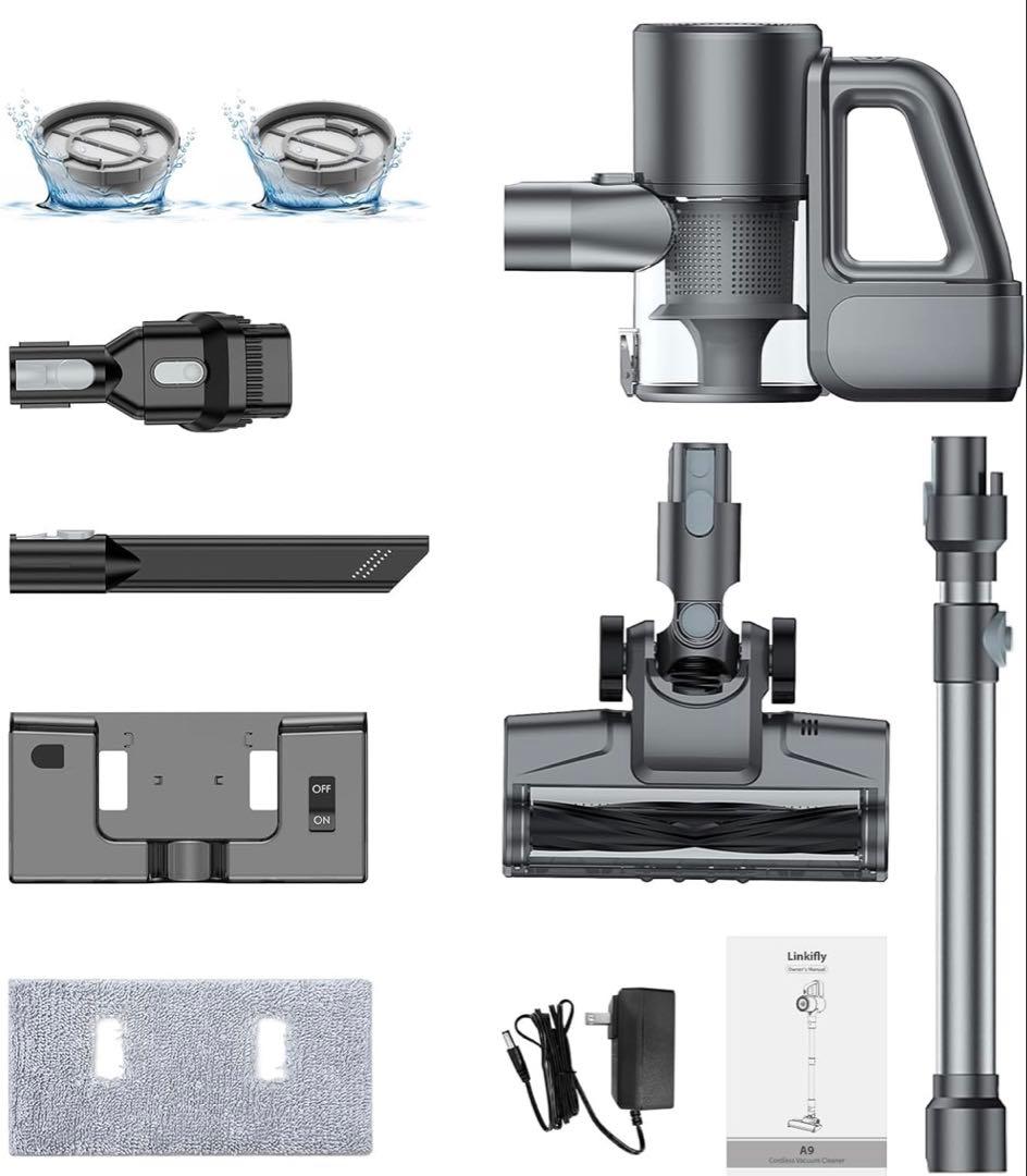 コードレス掃除機 ハンディー 超強力吸引 水タンク サイクロン グリーンライト