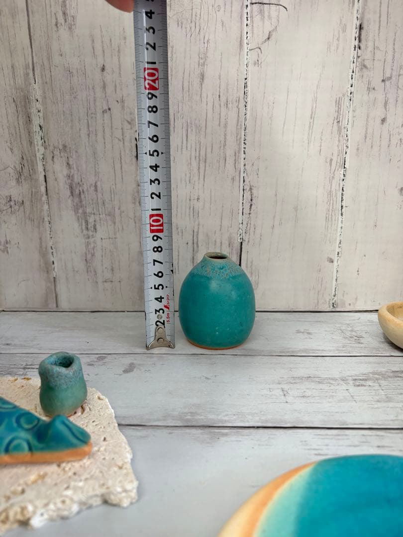 うるま陶器　3点セット　やちむん　沖縄　皿　一輪挿し　ジンベエザメ