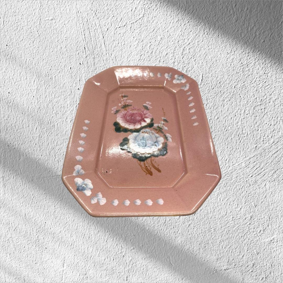 (VNNA1-9-1) ベトナム ソンベ焼き 長方形 花柄 ナンセラミック