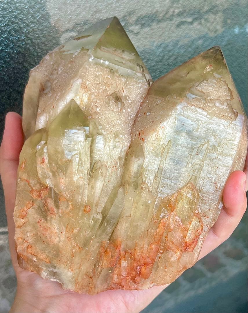 ツイン（双子水晶）レコードキーパー　ナチュラルシトリンキャンドルクォーツ 天然石