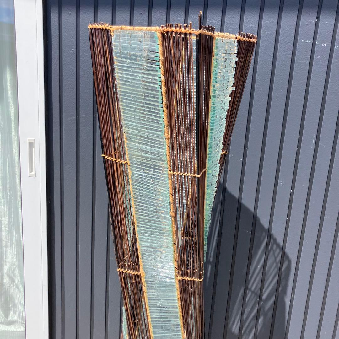 昭和レトロ 和風 竹 ガラス製スタンドライト シェードランプ フロアライト