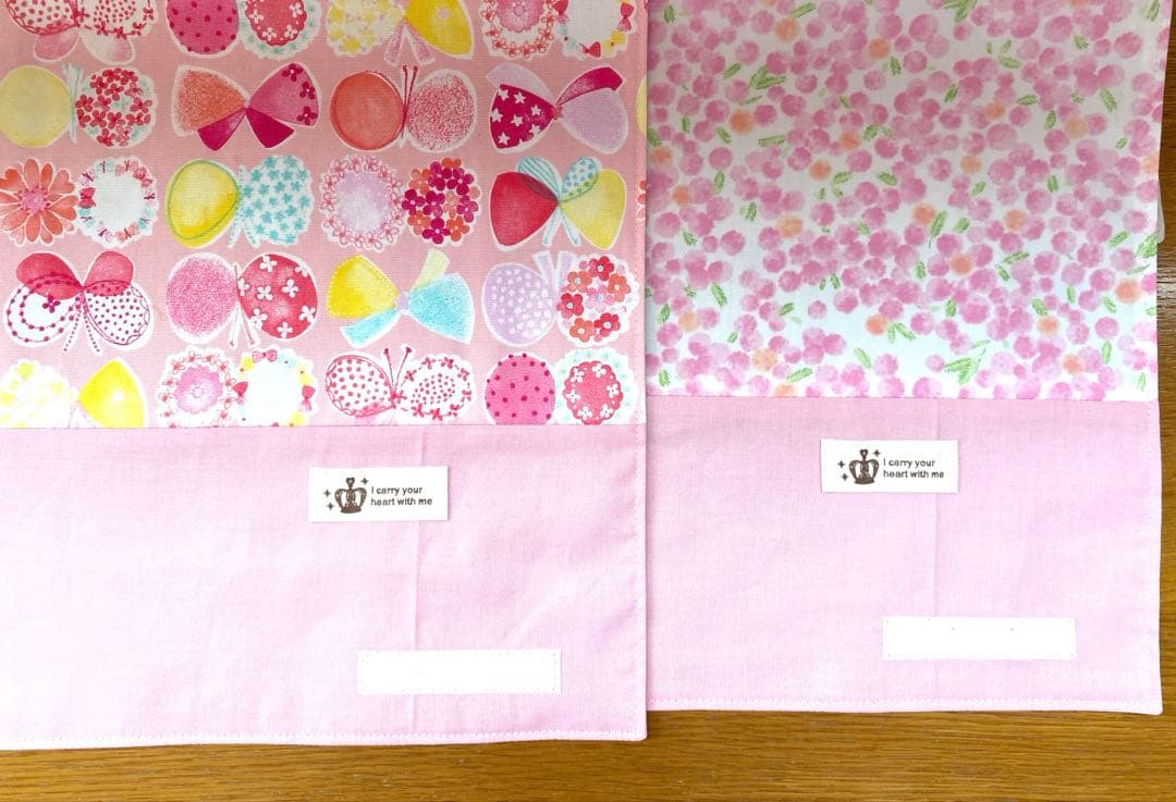 リクエスト品　ハンドメイド　入園入学準備　図書袋　ふわふわフラワー　ブルー