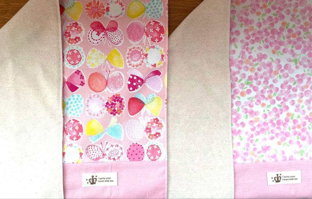 リクエスト品　ハンドメイド　入園入学準備　図書袋　ふわふわフラワー　ブルー