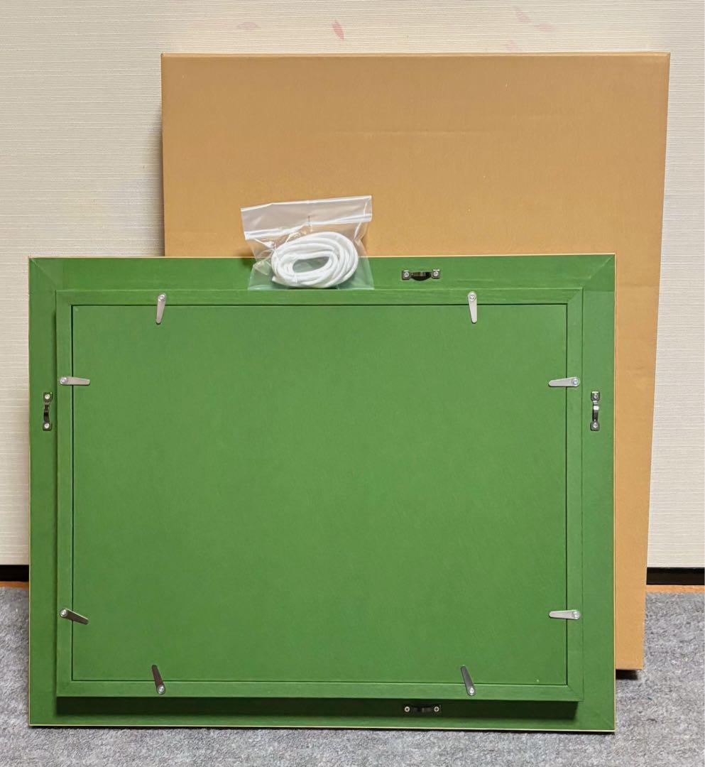 【F4号】手描き油彩　山下清　日本平の富士 額縁　新品額　サイン　落款　共シール